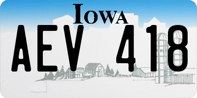 IA license plate AEV418