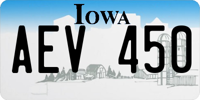 IA license plate AEV450