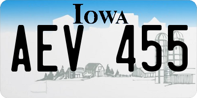IA license plate AEV455