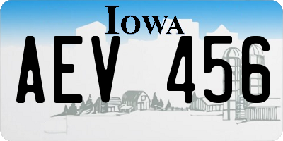 IA license plate AEV456