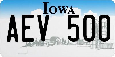 IA license plate AEV500