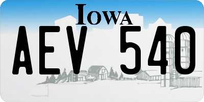 IA license plate AEV540