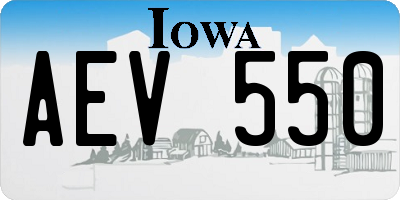 IA license plate AEV550