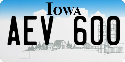 IA license plate AEV600