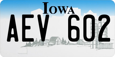IA license plate AEV602