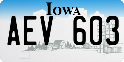 IA license plate AEV603