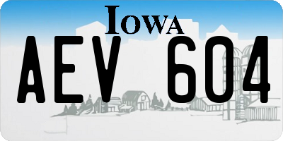IA license plate AEV604