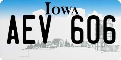 IA license plate AEV606