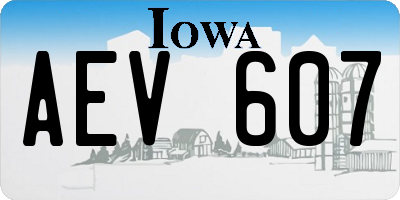 IA license plate AEV607