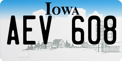 IA license plate AEV608