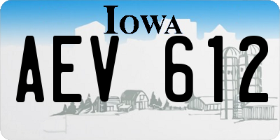 IA license plate AEV612