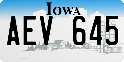 IA license plate AEV645