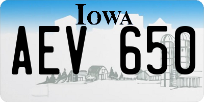 IA license plate AEV650