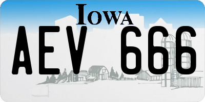 IA license plate AEV666