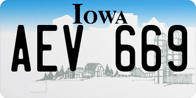 IA license plate AEV669