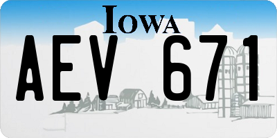 IA license plate AEV671