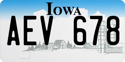 IA license plate AEV678