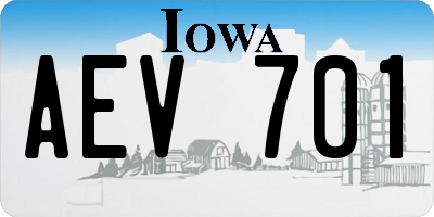 IA license plate AEV701