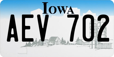 IA license plate AEV702