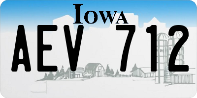 IA license plate AEV712