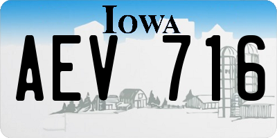 IA license plate AEV716