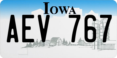 IA license plate AEV767