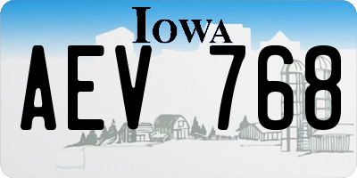IA license plate AEV768