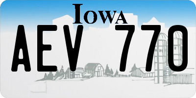 IA license plate AEV770