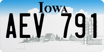 IA license plate AEV791