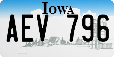 IA license plate AEV796