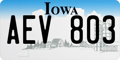 IA license plate AEV803