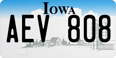 IA license plate AEV808