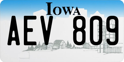 IA license plate AEV809
