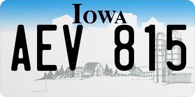 IA license plate AEV815