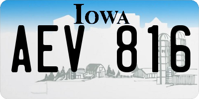 IA license plate AEV816