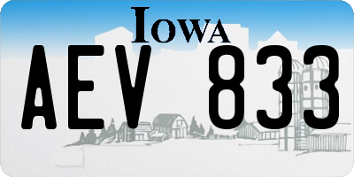 IA license plate AEV833