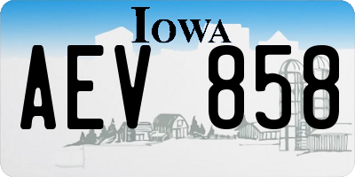 IA license plate AEV858