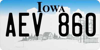 IA license plate AEV860