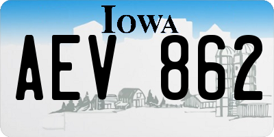IA license plate AEV862