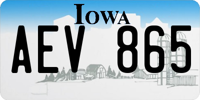 IA license plate AEV865