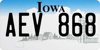 IA license plate AEV868