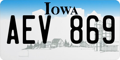 IA license plate AEV869