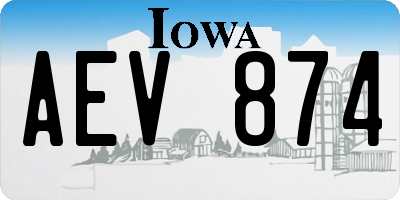 IA license plate AEV874