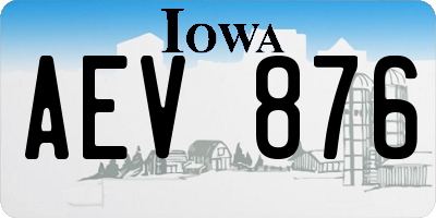 IA license plate AEV876
