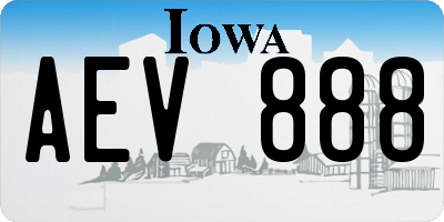 IA license plate AEV888