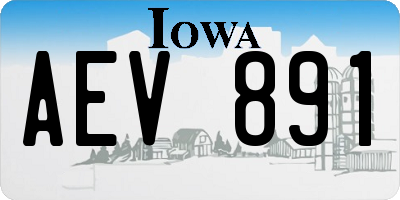 IA license plate AEV891
