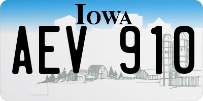 IA license plate AEV910