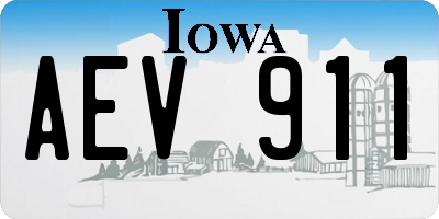 IA license plate AEV911