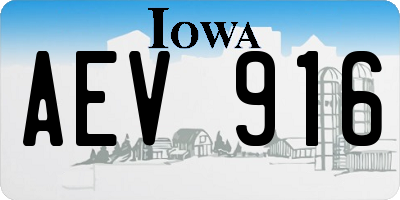 IA license plate AEV916
