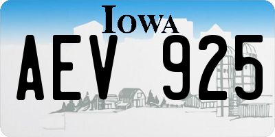 IA license plate AEV925